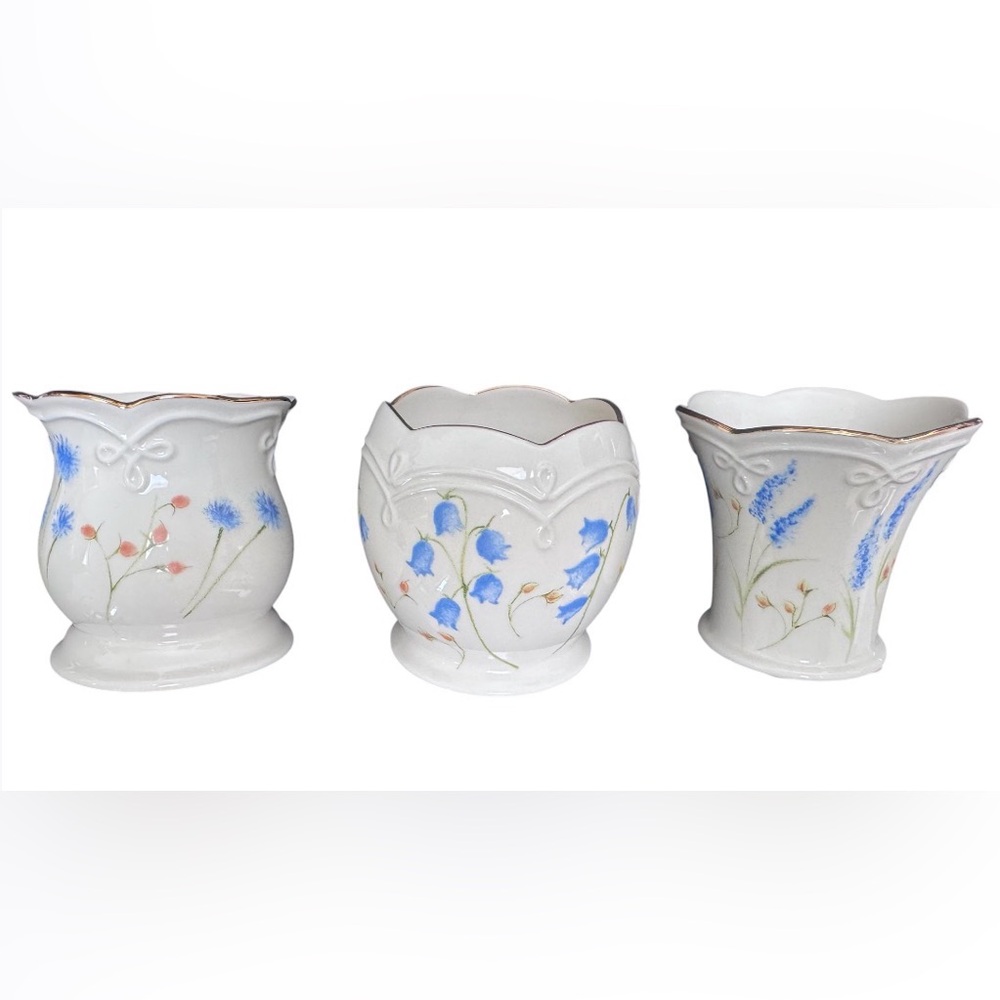 Vintage Lenox Floral Porcelain Votive Holders | Set of 3 | Gold Trim